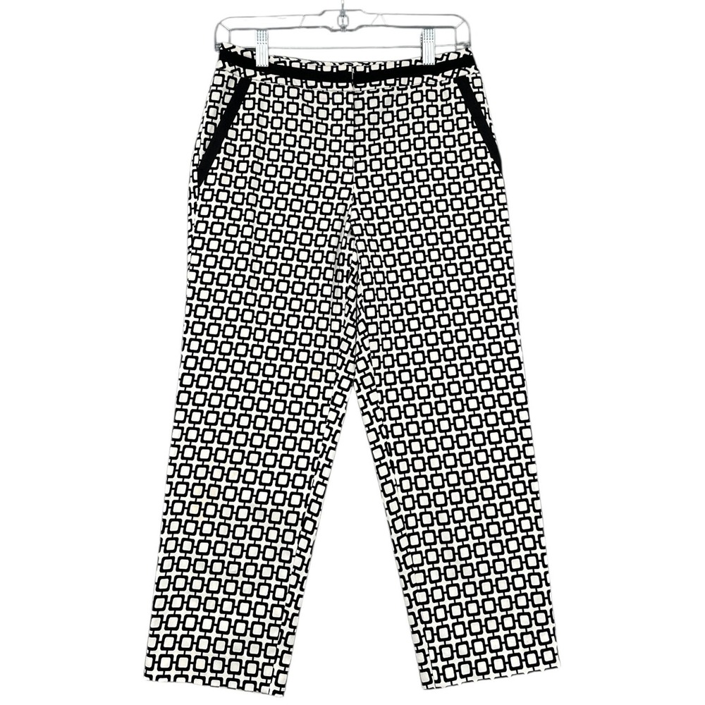Talbots Petites Geometric Ankle Pants Women 2P Cotton Black White